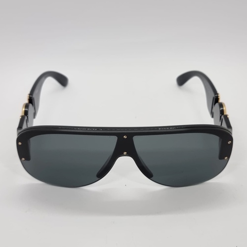 Versace Medusa Biggie 4391 Shield Sunglasses Black Dark Grey Made in Italy