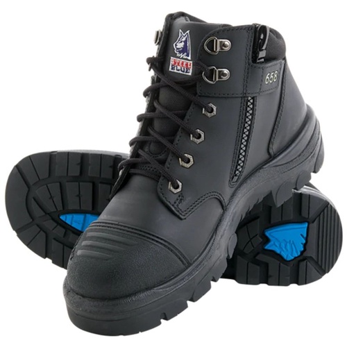 Steel Blue Mens Parkes Zip Safety Boots with Scuff Cap 312658 Black Size 10
