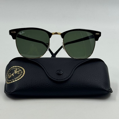 Ray-Ban RB3016 Clubmaster Black Frame Green Lens 51mm Mens Sunglasses