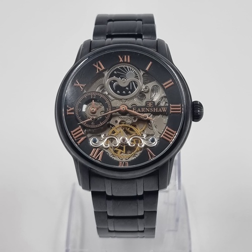 Thomas Earnshaw Longitude Automatic Skeleton Watch Black Mens 5ATM