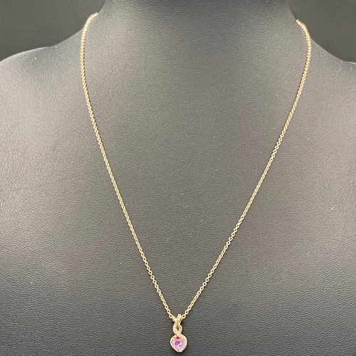 Ladies 18ct Rose Gold Cable Link Chain & Pink Sapphire Infinity Pendant