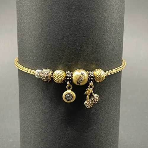 Ladies 18ct Yellow Gold Palma Link Bead Bracelet