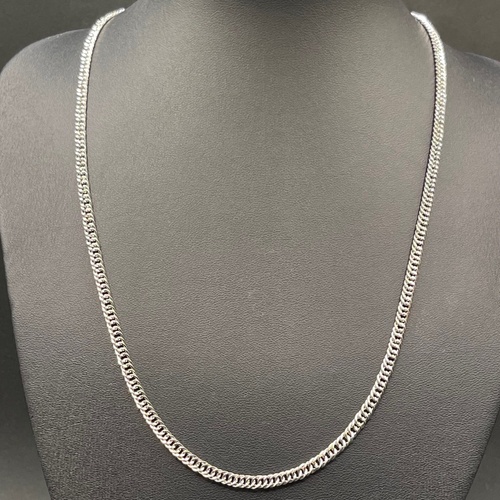 Unisex 18ct White Gold Panzer Link Necklace