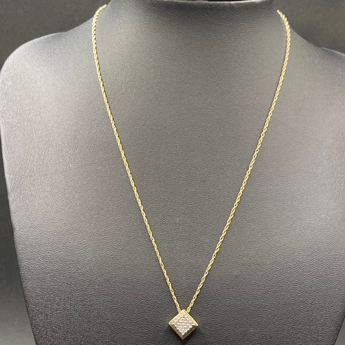 Ladies 14ct Yellow Gold Fancy Link Chain & Diamond Pendant