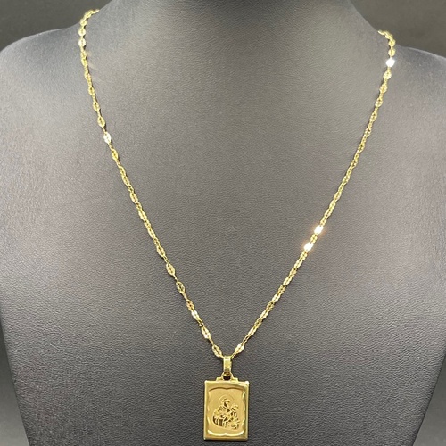 Ladies 18ct Yellow Gold Fancy Link Chain & Religious Pendant