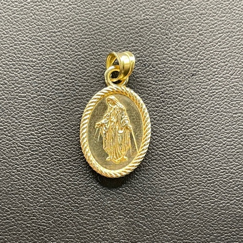 Unisex 14ct Yellow Gold Oval Religious Pendant