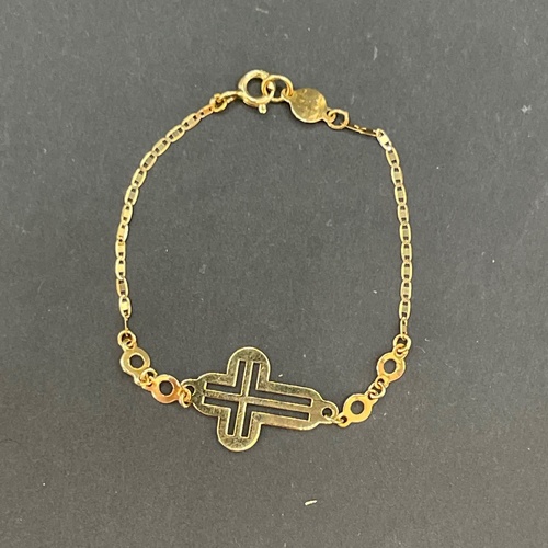 Child's 18ct Yellow Gold Anchor Link Religious Bracelet