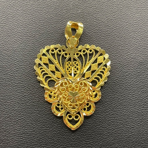 Ladies 21ct Yellow Gold Filigree Heart Pendant