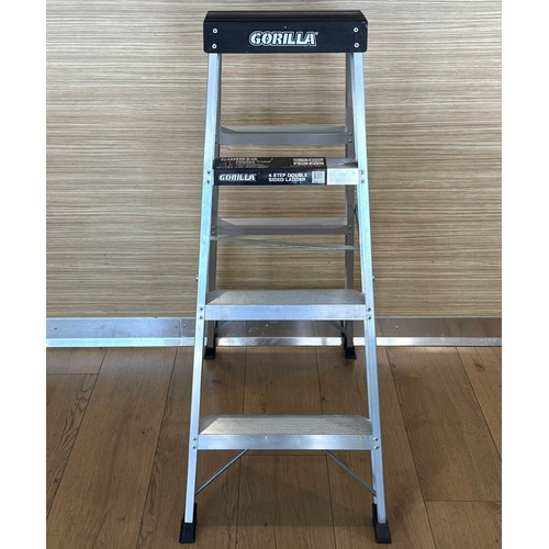 Gorilla SM004-PBK 4 Step Industrial Double Sided Ladder 1.15m 150kg Max