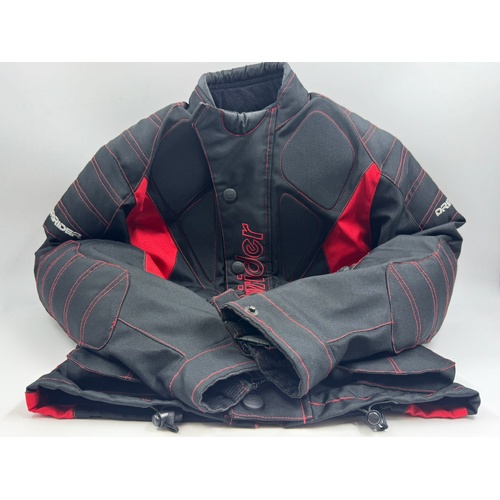Dririder Aspen Motorcycle Jacket Size Small Black Red Protective Riding Gear
