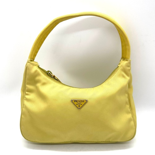 Prada Tessuto Mini Nylon Sport Hobo Bag MV515 Yellow Authentic Purse