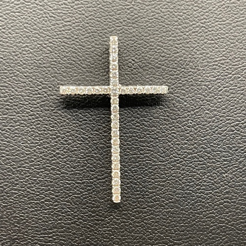 Unisex 18ct White Gold Diamond Cross Pendant
