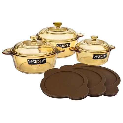 Visions VS-336/CL1 6PC Versa Pyroceram Casserole Set with Lids and Storage