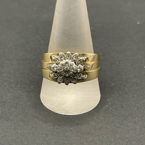 Ladies 9ct Yellow Gold 3 Set Diamond Rings