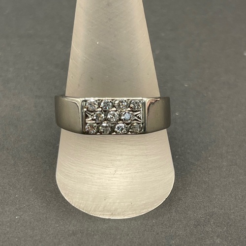 Mens 9ct White Gold Diamond Ring