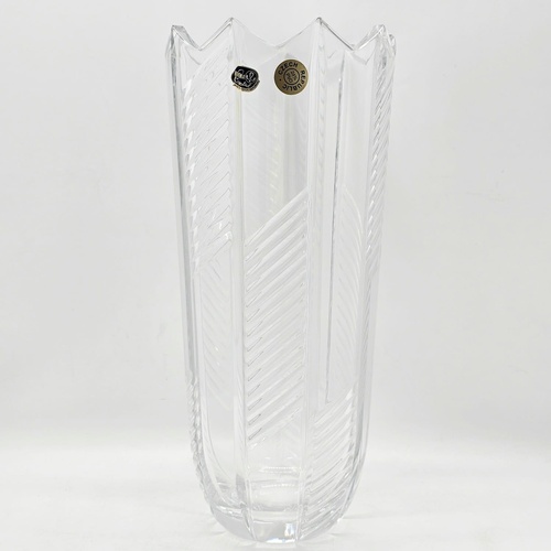 Bohemia Crystal Glass Vase Czech Republic Clear Cut Glass Elegant Decor