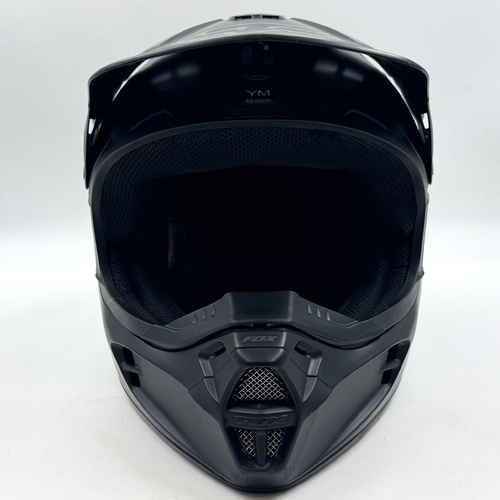 Fox V1 Pilot Youth Motocross Helmet Matte Black YM 49-50cm with Dust Bag