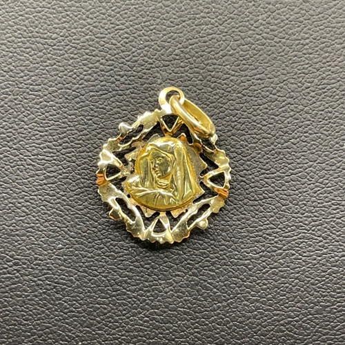 Unisex 18ct Yellow Gold Round Religious Pendant