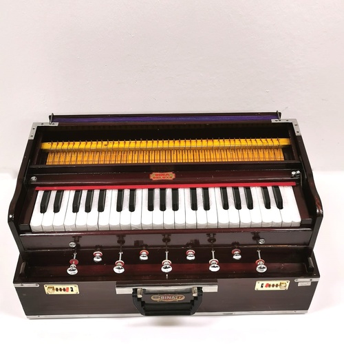 Bina 17 Deluxe 42 Keys Harmonium Wooden 3 1/2 Scale Indian Instrument