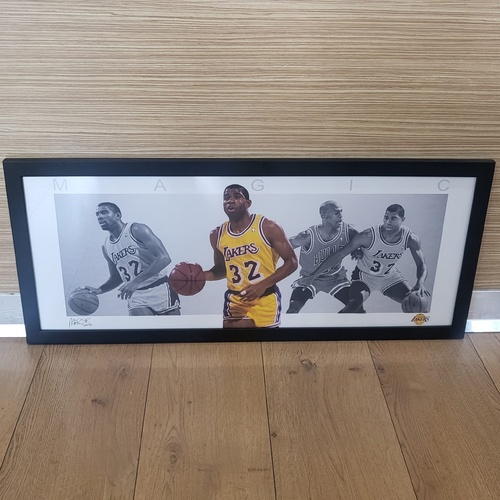 Magic Johnson LA Lakers Wings Tribute Framed Memorabilia 93cm x 40cm