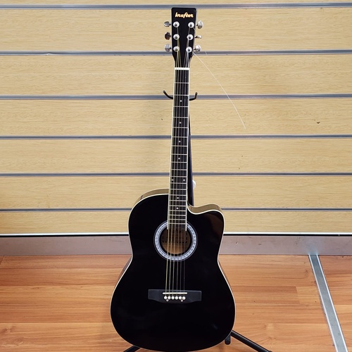 Krafter M39CBK Acoustic Guitar Black Steel String 39 Inch Full Size