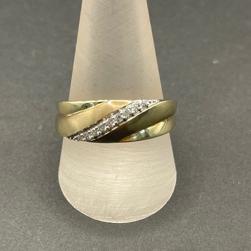 Mens 9ct Yellow Gold Diamond Ring