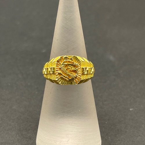Mens 21ct Yellow Gold Dragon Ring