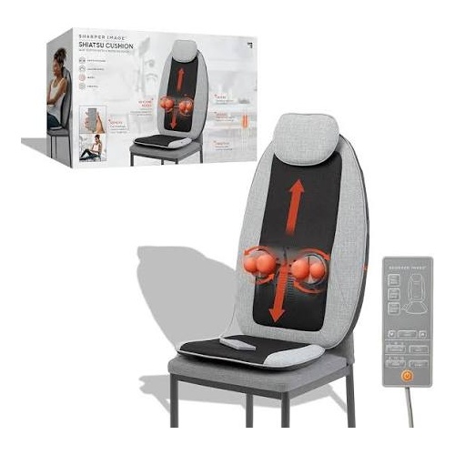 Sharper Image Shiatsu Seat Topper 4 Node Massage with Heat and Vibration
