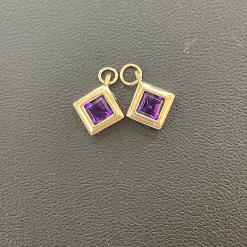 Ladies 9ct Yellow Gold Purple Gemstone Set of Pendants