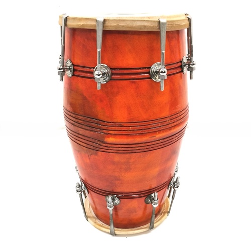Dholak Honey Colour Bolt Clasp Drum with Carry Bag Portable Hand Drum