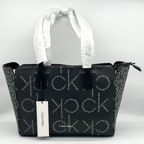 Calvin Klein Estilo HIGAVVD2 Black Tote Women's Handbag Logo Design