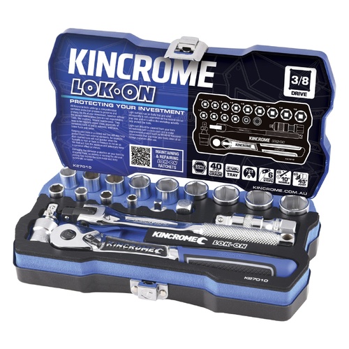Kincrome K27010 Lok-On Socket Set 19 Piece 3/8 Inch Drive Metric