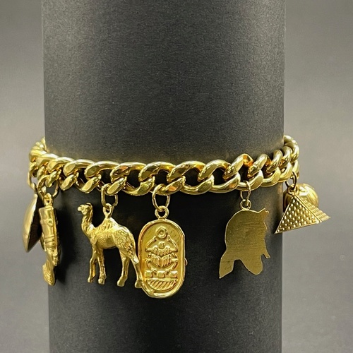 Ladies 22ct Yellow Gold Curb Link Charm Bracelet
