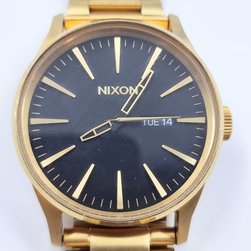 Nixon The Sentry SS Chrono All Gold Never Be Late Mens Stainless Steel