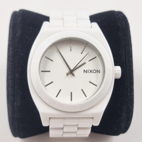 Nixon The Ceramic Time Teller White Dial White Bracelet Ladies Watch