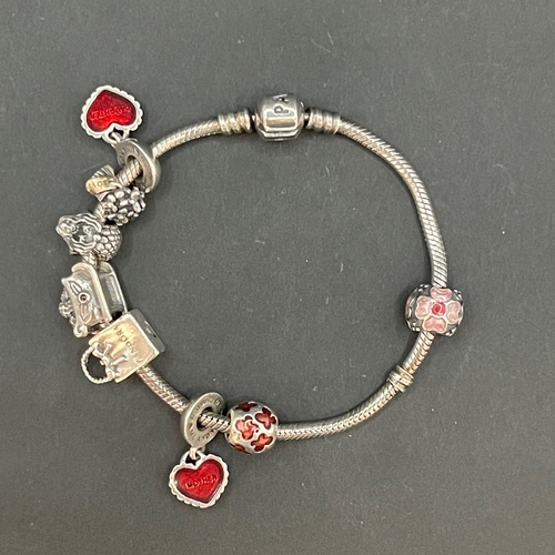 Ladies 925 Sterling Silver Pandora Snake Link Charm Bracelet