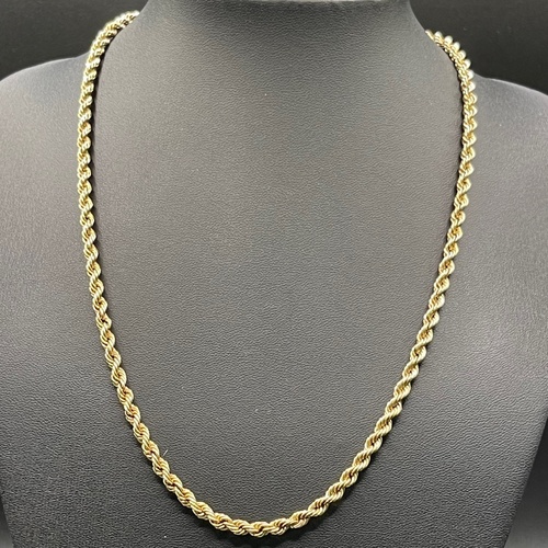 Unisex 9ct Yellow Gold Twist Rope Link Necklace