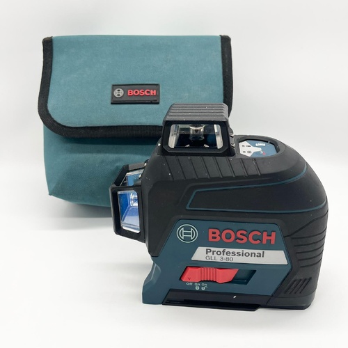 Bosch GLL 3-80 Professional 3x360° Red Beam Line Laser Level Tool with Soft Case