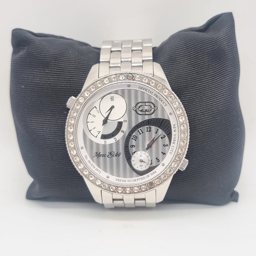 Marc Ecko E17522G1 Two Timer Dual Time Silver Stainless Steel Watch