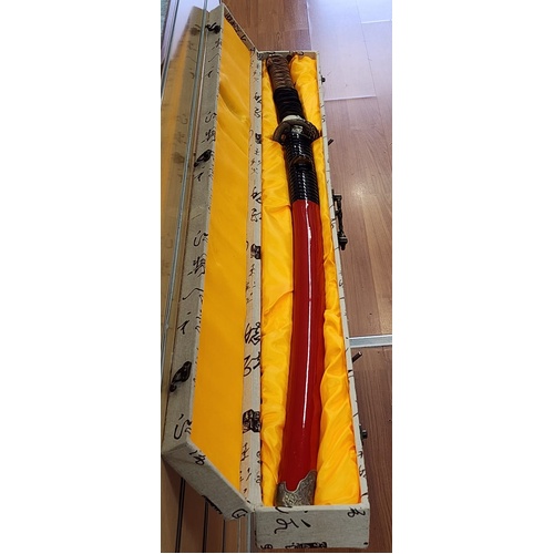 Samurai Katana Sword 30 Inch Blade Dragon Tsuba 2 Handed Sharp Handle