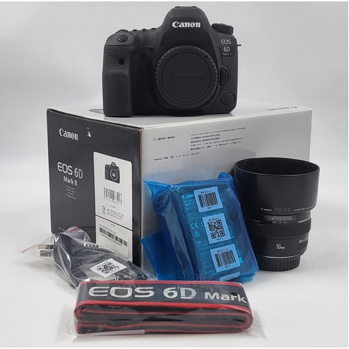Canon EOS 6D Mark II DSLR with EF 50mm f/1.4 USM Lens Battery Charger Kit