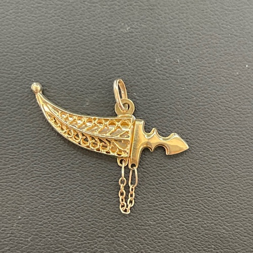 Unisex 9ct Yellow Gold Sword Pendant