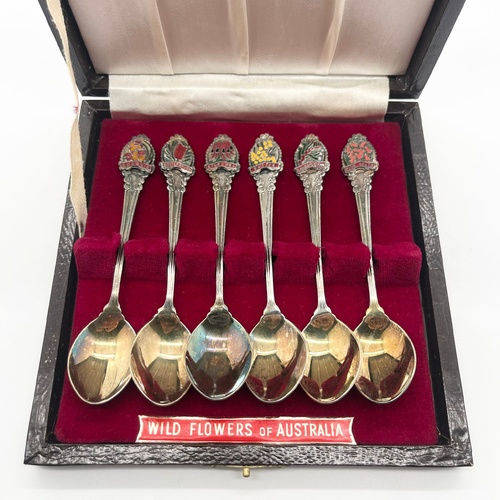 Vintage EPNS A1 Silver Plated Wildflowers of Australia 6 Spoon Set Souvenir