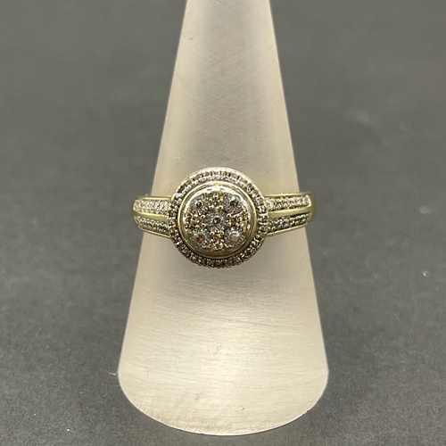 Ladies 9ct Yellow Gold Natural Diamond Cluster Ring