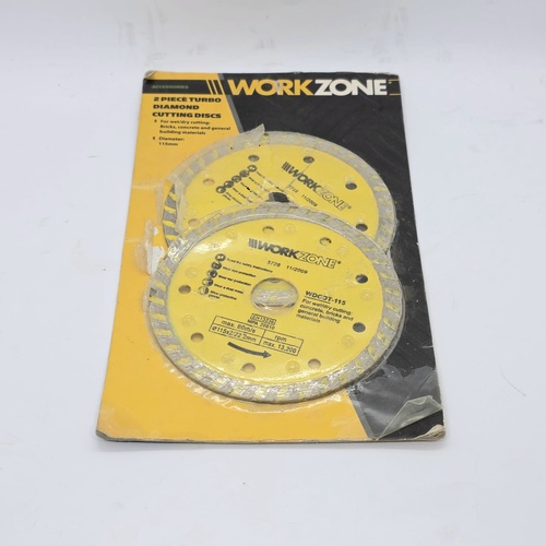 Workzone 2Pc 115mm Turbo Diamond Cutting Discs Wet Dry Bricks Concrete