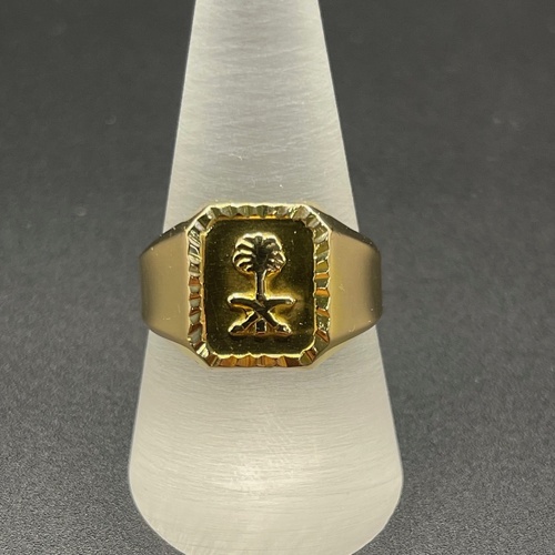 Mens 18ct Yellow Gold Fancy Design Ring