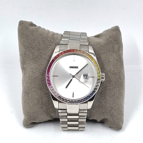 Saint Morta De Couler Silver Iced Rainbow Mens Watch Quartz Steel