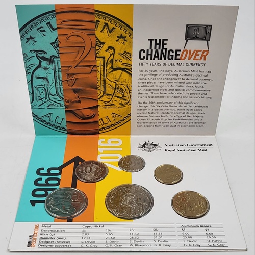 2016 RAM 6 Coin UNC Set 50th Decimal Changeover 5c-$2 Uncirculated