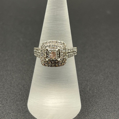 Ladies 14ct White Gold Natural Diamond Ring