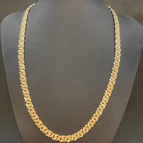 Mens 9ct Yellow Gold Diamond Cut Curb Link Necklace